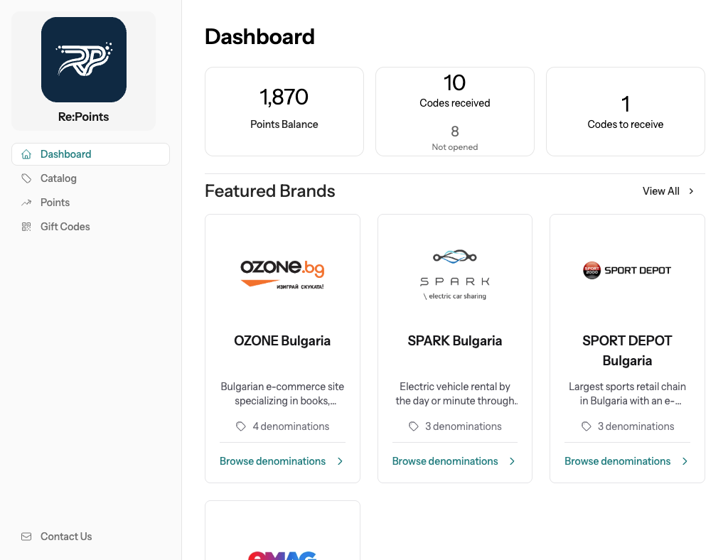 Re:Points участников интерфейс